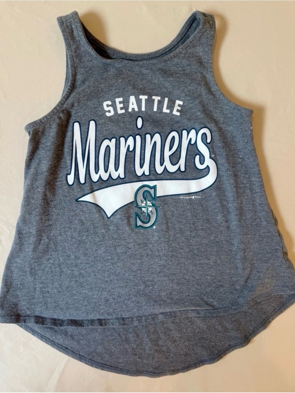 MLB Seattle Mariners Gray Kids Tank Top with White Script